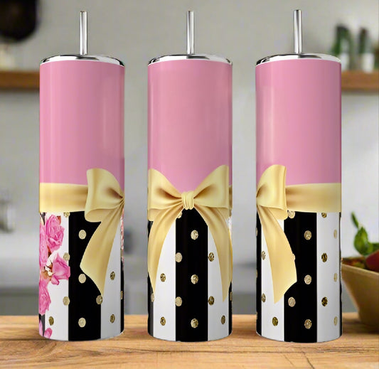 Floral | Pink Skinny Tumbler