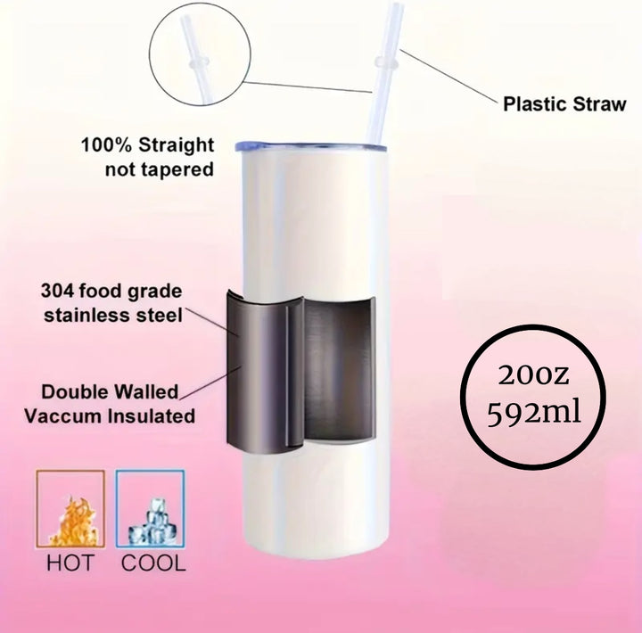 Explore the Manchild Sabrina Carpenter Tumbler Collection by Kreative Kreationz—a luxury-inspired, eco-friendly 20oz/592ml stainless steel tumbler with a straight plastic straw and double-walled vacuum insulation for hot or cold drinks.