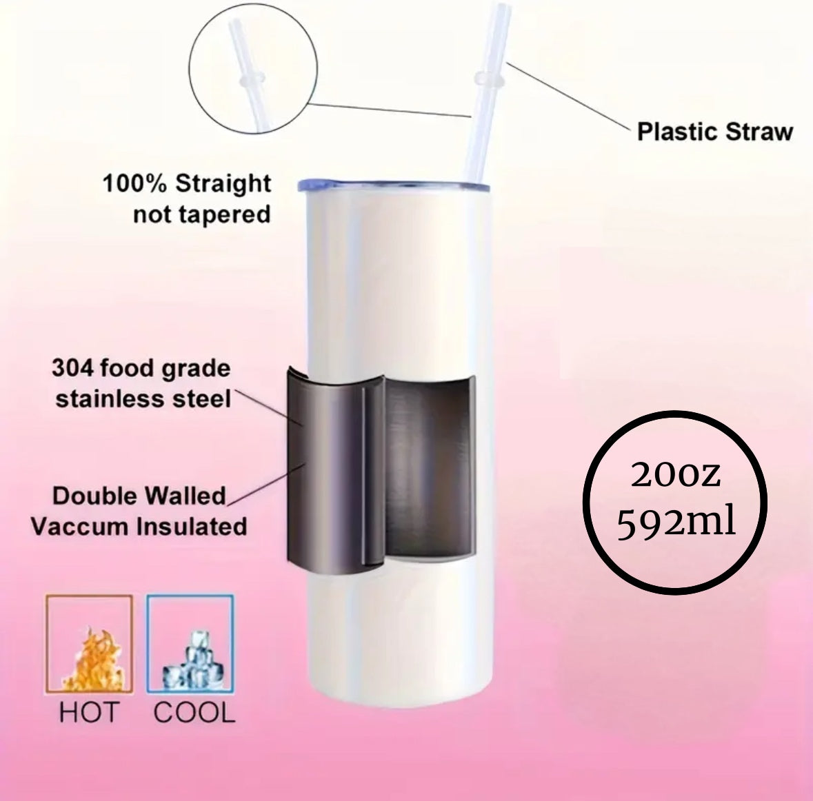 Gold Glitz 20oz Skinny Tumbler