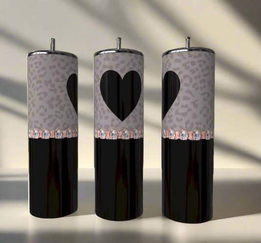 Heart Rhinestone 20oz Skinny Tumbler