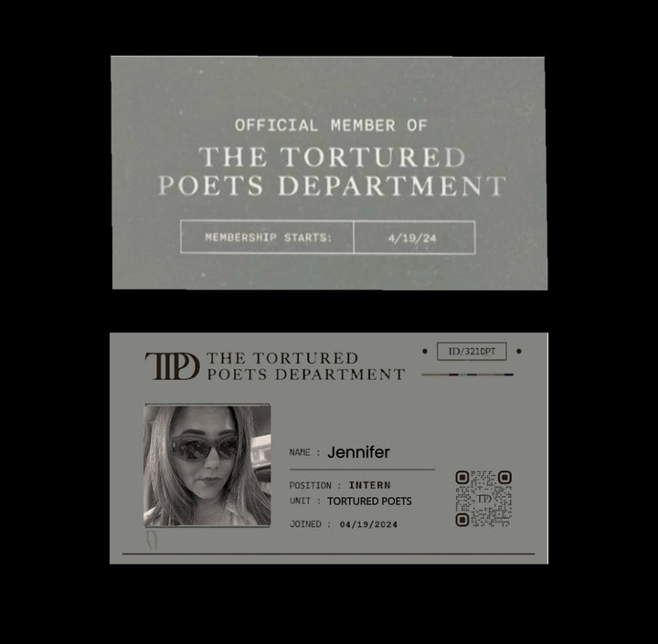 Poetry lovers will adore the Kreative Kreationz Personalized Members Only TTPD Keychain—one side reads "Official Member of The Tortured Poets Department, Membership Starts: 4/19/24," and the other features a custom name and photo ID.