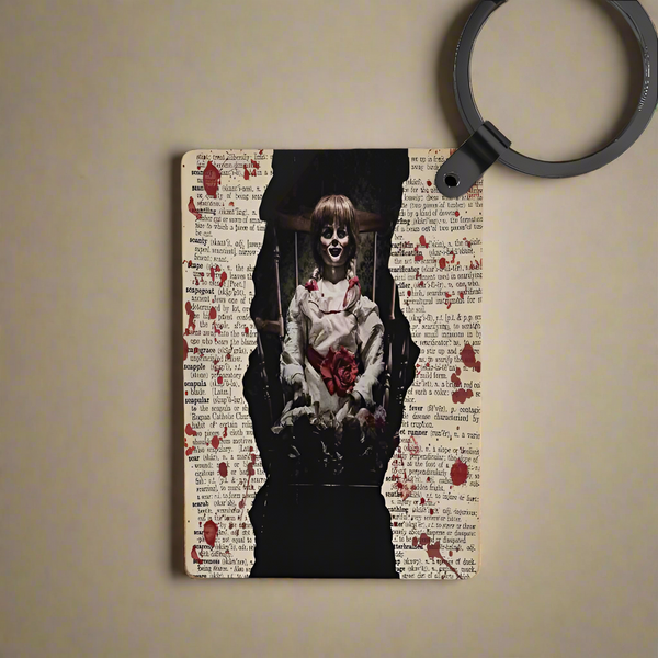 Decorative wall art with a ghostly figure and text on a yellow wall.