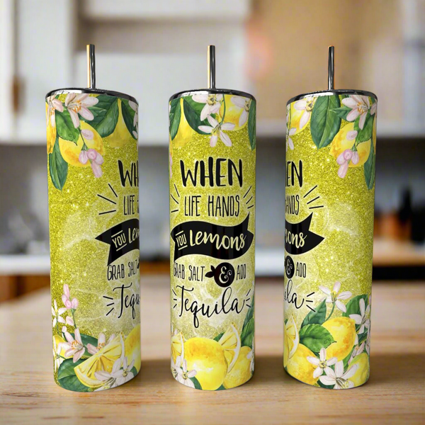 Tequila 20oz Skinny Tumbler with 3D Decorative Lid Topper