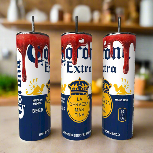 Corona Drip 20oz Skinny Tumbler with 3D Decorative Lid Topper