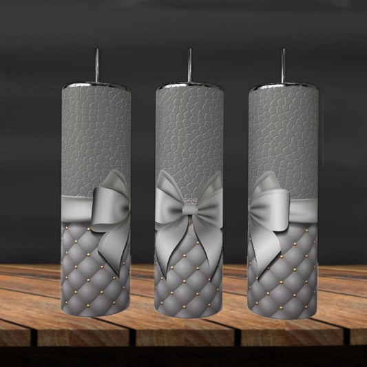 Grey Bow 20oz Skinny Tumbler