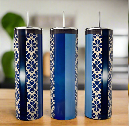 Blue Floral 20oz Skinny Tumbler